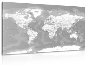 Obraz štýlová čiernobiela mapa sveta