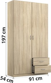 Šatníková skriňa Case, 91 cm, dub sonoma