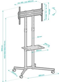 CONNECT IT CMH-9100-BK - Pojazdný stojan s policou pre TV 37-70” čierna