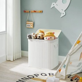 SongmicsHome Bambusový kôš na bielizeň GITA, 150 l, biela