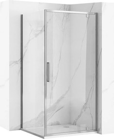 Rea Rapid Swing, rohový sprchovací kút 90(dvere) x 90(stena) x 195 cm, 6mm číre sklo, chrómový profil, KPL-K2606
