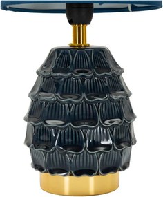 Modrá keramická stolová lampa s textilným tienidlom (výška 30,5 cm) Pigny – Mauro Ferretti