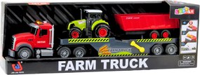 LEAN Toys Sada ťahač traktor s prívesom, svetlá a zvuky, červená