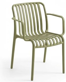 Plastová stolička TREGO s podrúčkami, zelená