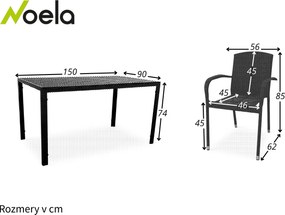 Noela Záhradný jedálenský set Viking L + 4x ratanová stolička Roma