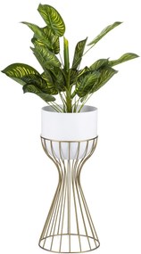 KOVOVÝ KVETINÁČ SO STOJANOM GLAM 46X20 CM BIELA/ZLATÁ