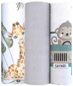 BabiM Mušelínové látkové plienky Premium Animals 60x75 3v1 Farba: sivé bodky