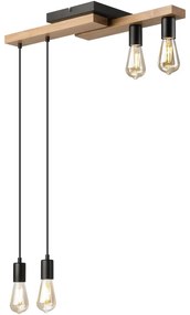 Luster na lanku CORTINA 4xE27/15W/230V čierna/dub