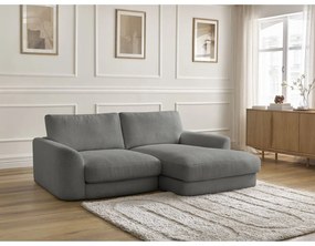 Tmavosivá rohová pohovka z textílie buklé (pravý roh/s leňoškou) Leonore – Bobochic Paris