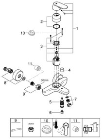 GROHE 32831000 - Vaňová batéria EUROSMART COSMOPOLITAN DN 15, lesklý chróm