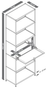Vysoký kovový regál »CN3« s výklopnou priehradkou, čierny