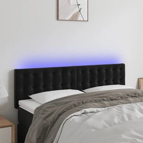 Čelo postele s LED čierne 144x5x78/88 cm zamat 3122096