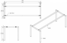 Stôl SQUARE 2000 x 800 x 750, buk + 2x stolná zásuvka TYP V, čierna