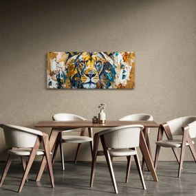 Obraz - Abstraktná olejomaľba s levom (120x50 cm)