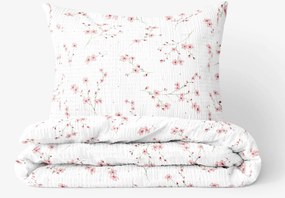 Goldea krepové posteľné obliečky - kvitnúce sakury 140 x 200 a 70 x 90 cm