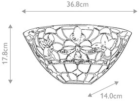 Quoizel QZ-KAMI-WU - nástenné svietidlo Tiffany KAMI, 2× E14, 60 W, 230 V