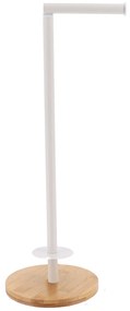Stojan na toaletný papier White Bamboo, biela/s drevenými prvkami, o