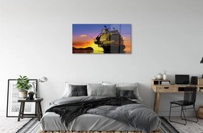Obraz na skle Sky ship sea 100x50 cm