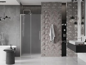 Mexen Velar L, posuvné sprchové dvere do otvoru 90 cm, 8mm sklo námraza, brúsená oceľ, 871-090-003-31-97