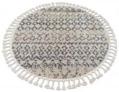 styldomova Krémovo-sivý shaggy koberec Berber Agadir G0522 kruh