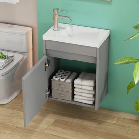 Nástenná skrinka s umývadlom Houseland Zendi 40 cm sivá