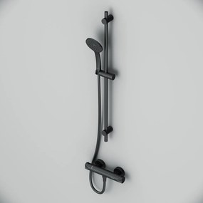 Ručná sprchová súprava AM.PM Hit F428TA46 s termostatickou sprchovou batériou, čierna