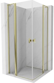 Mexen, Mexen Mist L Duo sklápací sprchový kút 115 x 115 cm, transparentný, zlatý - 8A4L-115-115-50-00