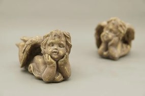 Bronzovo - hnědý antik květináč Anděl s křídly - 21*16*10 cm