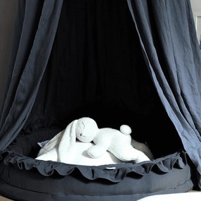 Mini hniezdo pre deti s volánom grafitová