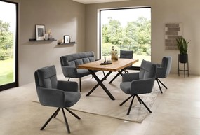 Otočná jedálenská stolička Sofia, šedá štruktúrovaná látka