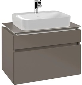 VILLEROY &amp; BOCH Legato závesná skrinka pod umývadlo na dosku (umývadlo v strede), 2 zásuvky, 800 x 500 x 550 mm, Truffle Grey, B75400VG