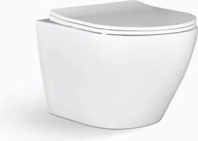 Laveo Akan, závesná WC misa so sedadlom, biela lesklá, LAV-VMDA600S1
