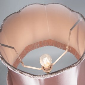Retro stojaca lampa mosadz s tienidlom Granny ružové 45 cm - Kaso