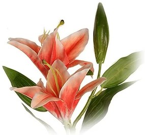Umelá kvetina Ľalia veľkokvetá oranžová, dva kvety a púčik, v. 84 cm