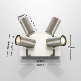 Lindby Joffrey stropné svietidlo, 4-pl., nikel