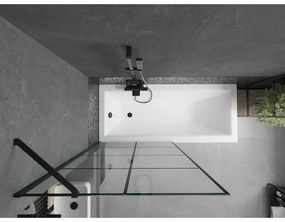 Mexen Next, vaňová zástena 1-krídlová 90 x 150 cm, fixné krídlo, 6 mm číre sklo s čiernym vzorom, čierny profil, 895-090-000-00-77-70
