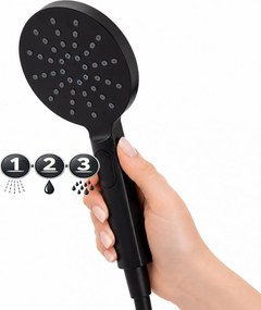 Erga Dubaj, sprchový set s termostatickou batériou a hlavovou sprchou 30 cm, čierna matná, ERG-YKA-BP.DUBAJ-THERM-30-BLK