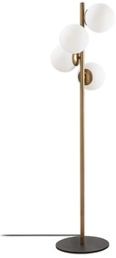 Stojacia lampa v čierno-zlatej farbe so skleneným tienidlom (výška 130 cm) Faze – Opviq lights