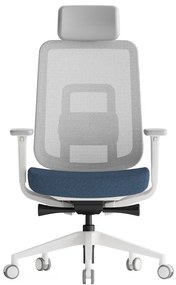 Kancelárska ergonomická stolička K42 White — sieť, látka, biela / viac farieb Modrá