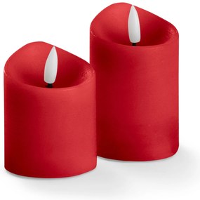 Sviečky z pravého vosku s LED, 2 ks, červené