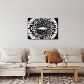 Sklenený obraz čiernobielych ornamentov (70x50 cm)