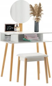 Toaletný stolík SKANDIA so zrkadlom a taburetkou PHO5803