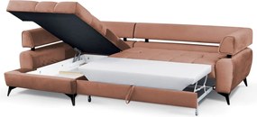 Rohová sedacia súprava Paris, lososová látka, ľavý roh