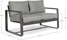 Sivá hliníková záhradná pohovka Merrigan – Bizzotto