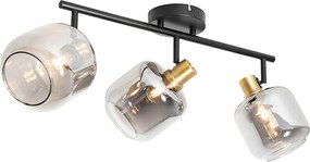 Inteligentné stropné bodové svetlo čierne s dymovým sklom obdĺžnikovým vrátane 3 Wifi P45 - Zuzanna