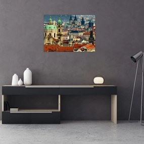 Sklenený obraz - Panorama Prahy (70x50 cm)