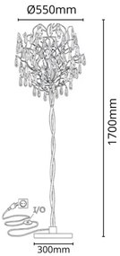 Krištáľová stojacia lampa 5xG9/40W/230V zlatá