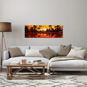 Obraz - Západ slnka nad rezortom (s hodinami) (90x30 cm)