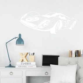 Veselá Stena Samolepka Pretekársky automobil Farba: bílá, Veľkosť: 100 x 40 cm