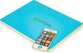 Detský edukačný 2v1 laptop ECOTOYS - magnetická a kriedová tabuľa, 78 písmen a čísiel